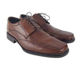 Johnston & Murphy Mens 13 Brown Leather Bicycle Toe Derby Lace Up Dress Shoes
